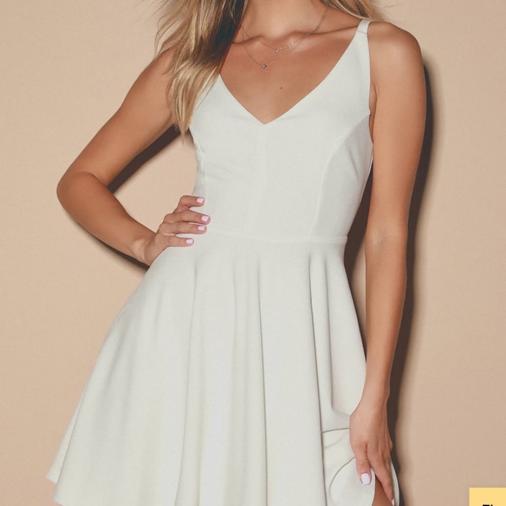 Lulu’s White Skater Dress. Worn once, like new. Size XS.